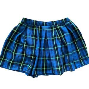 Hot Topic Flannel Pattern Uniform Skater Skirt Blue Green Goth size S
